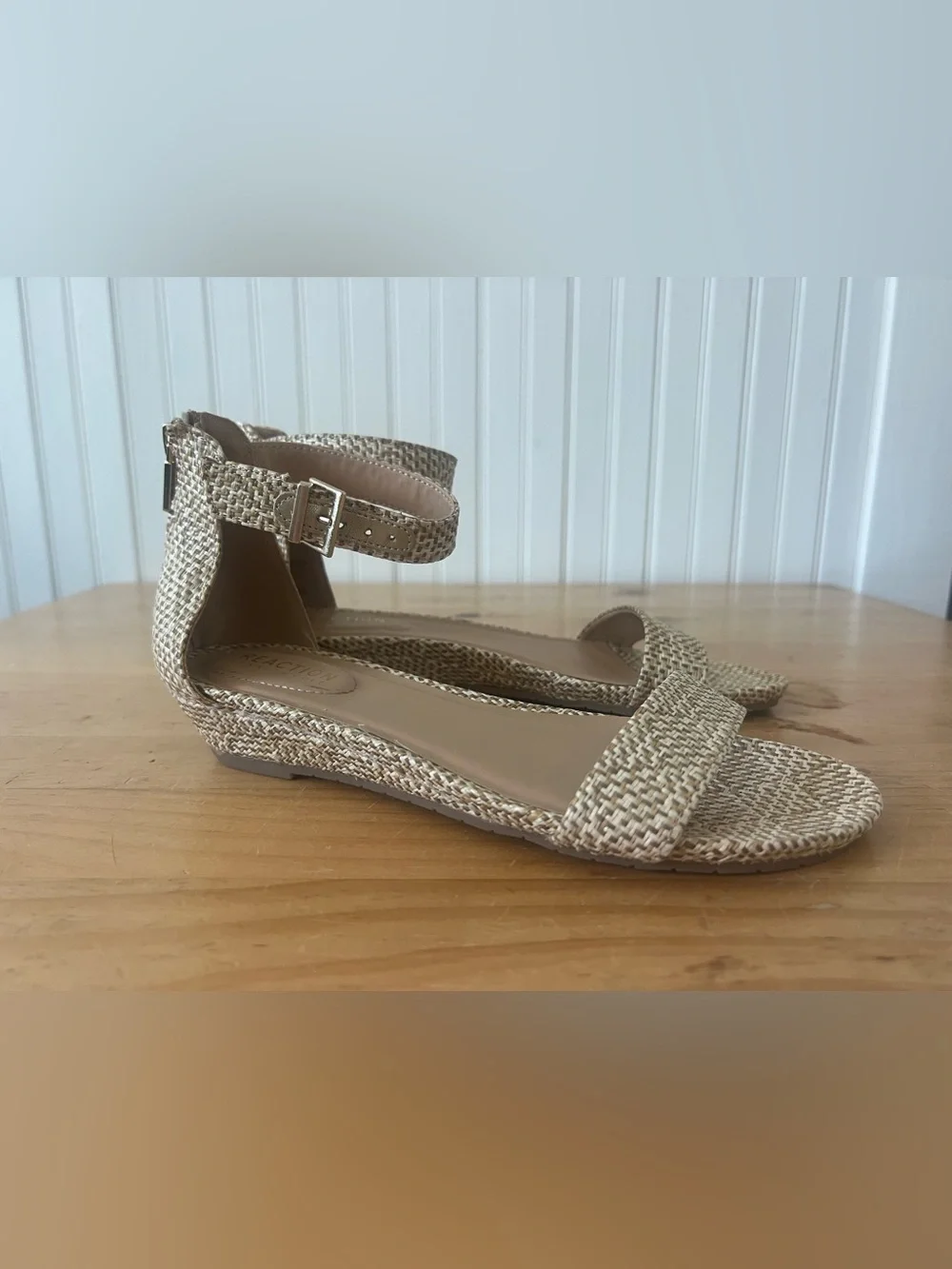 Reaction Kenneth Cole Great Viber Sandals 7.5 Raffia Woven Coastal Boho Flat
